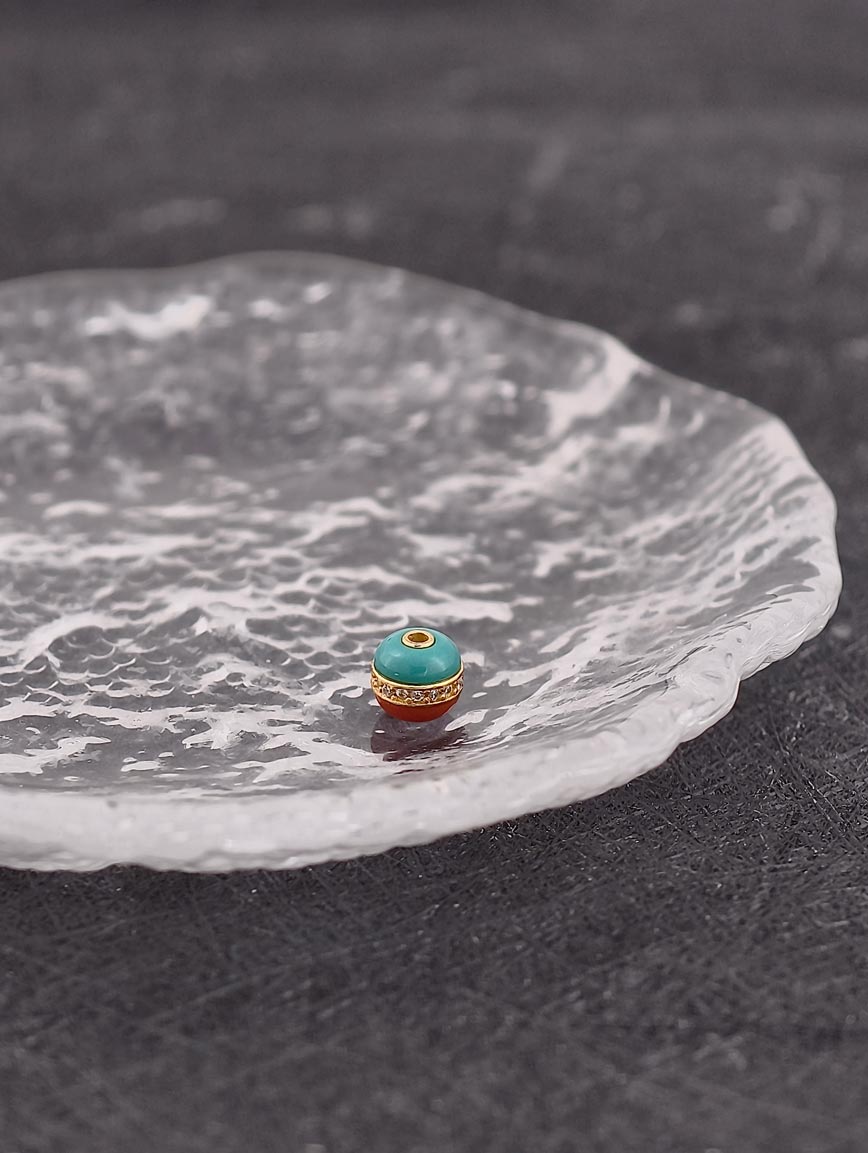 Natural South Red Agate and Turquoise Handmade Bead DIY Accessory image