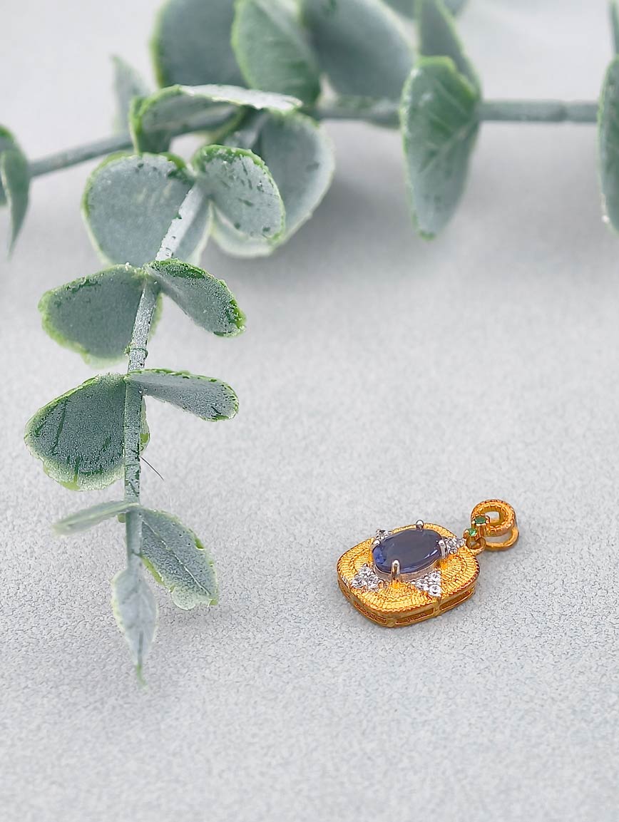 Natural Iolite Sterling Silver Pendant image