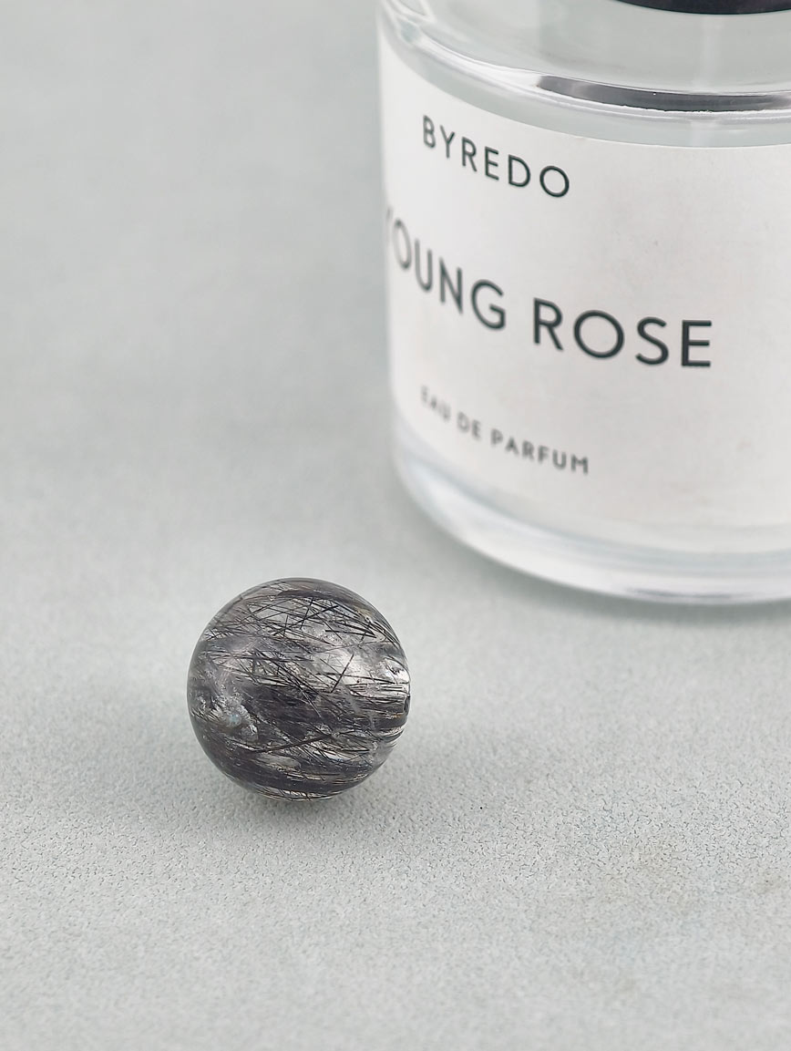 Natural Black Rutilated Quartz Ball image