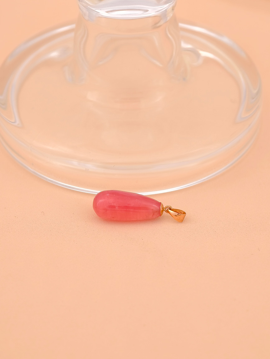 18K Gold Natural Rhodochrosite Pendant