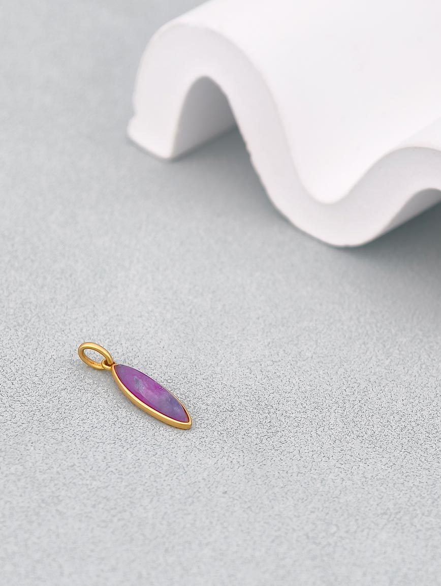 18K Gold Sugilite Simple Style Pendant image