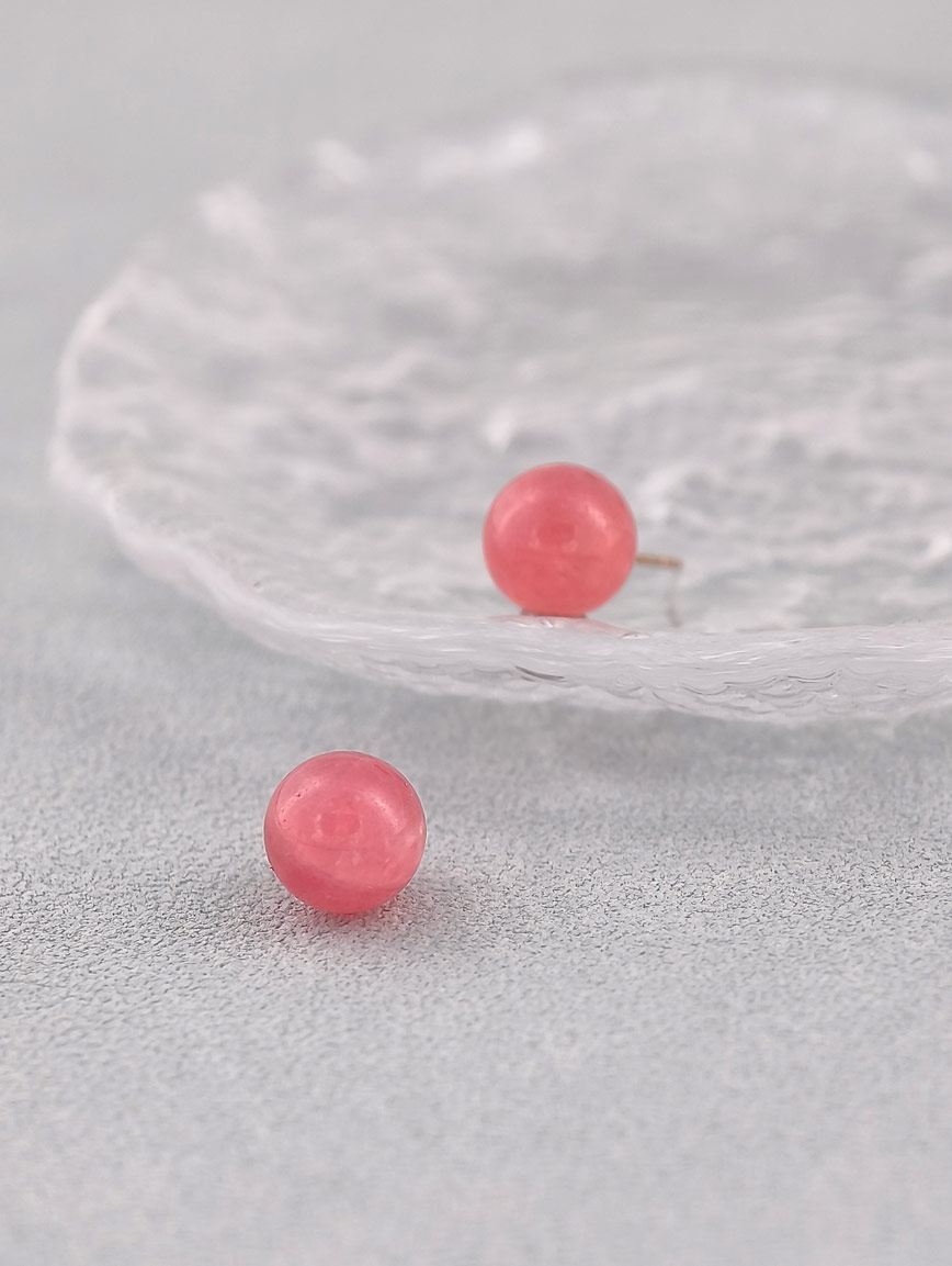 18K Gold Natural Rhodochrosit Earrings image
