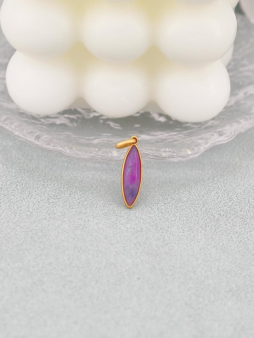 18K Gold Sugilite Simple Style Pendant image