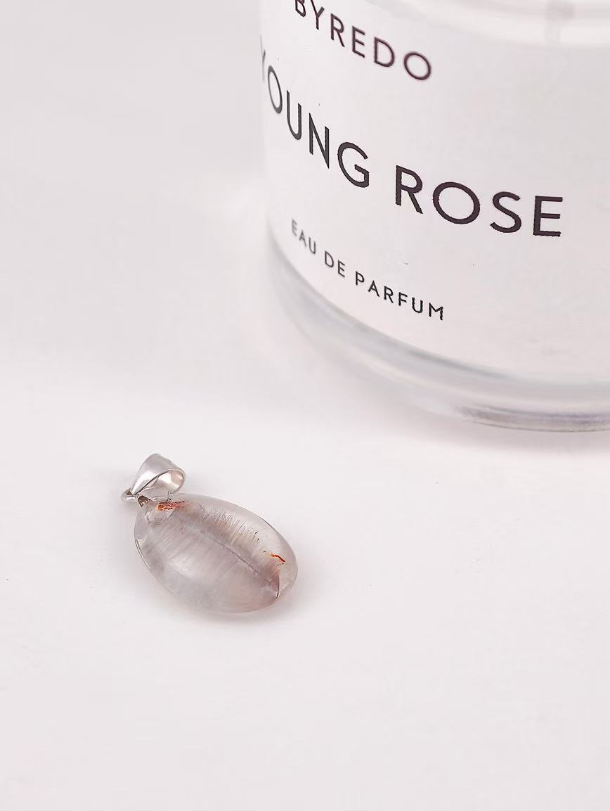 Natural Silver Rutilated Quartz Sterling Silver Pendant image