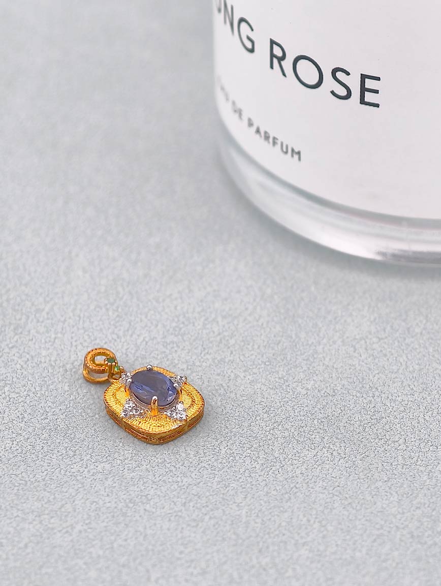 Natural Iolite Sterling Silver Pendant image