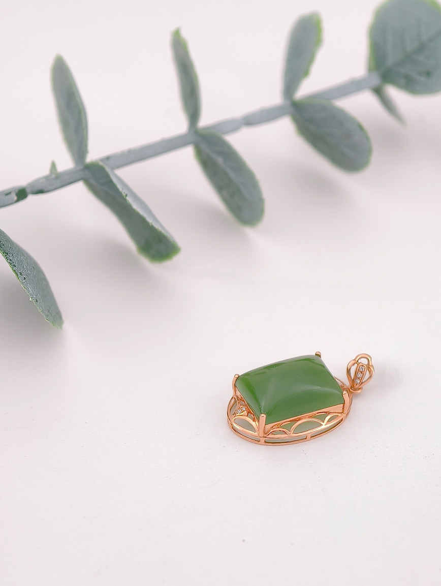 18K Gold Jasper Delicate Style Pendant image