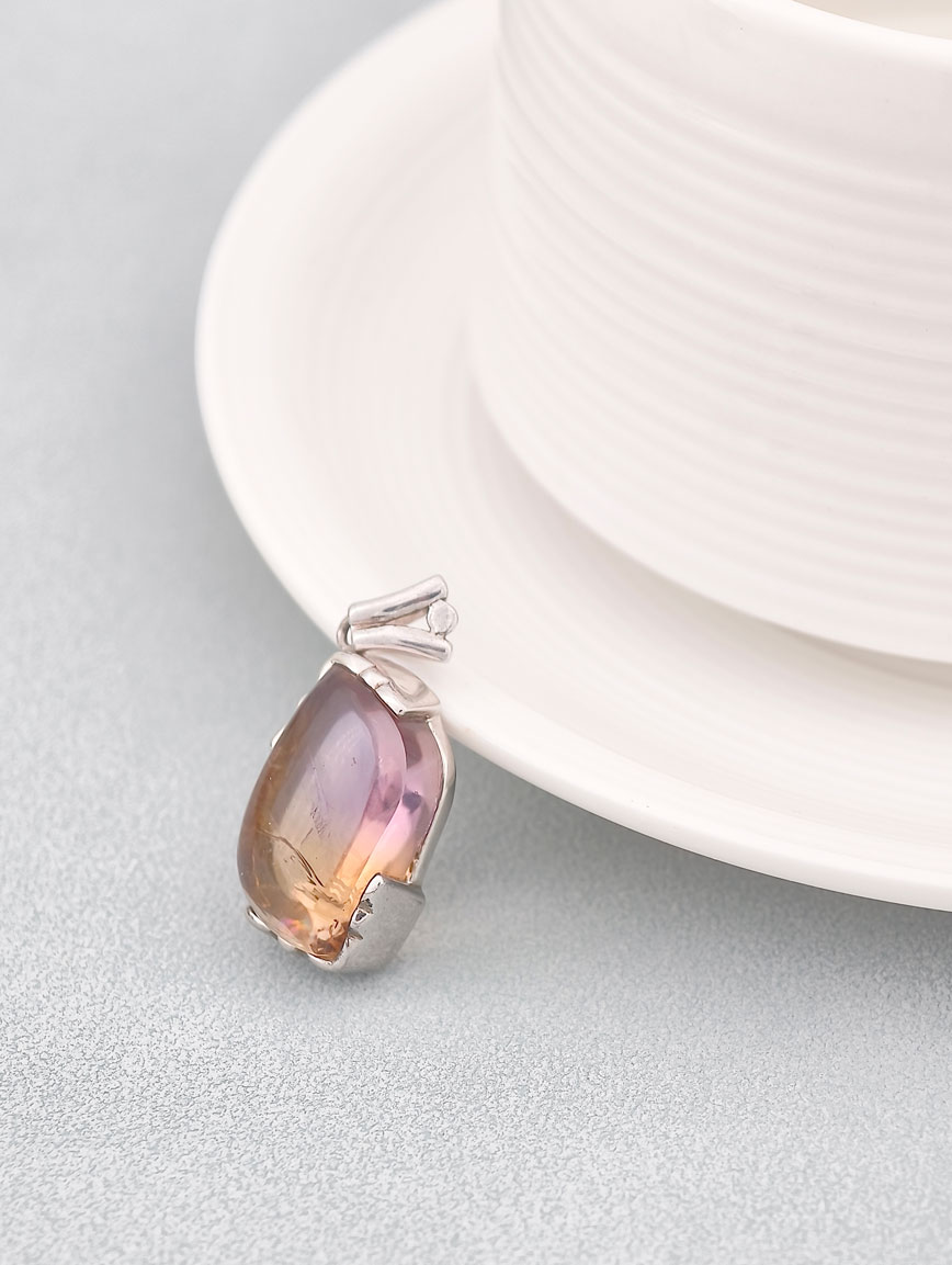 Natural Ametrine Simple Style Sterling Silver Pendant image