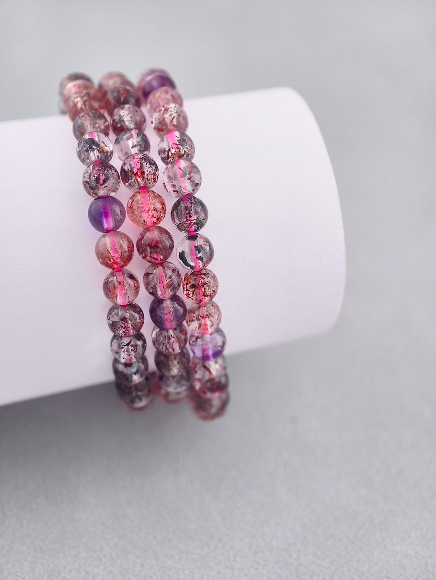 Natural Super Seven Three-Wrap Bracelet