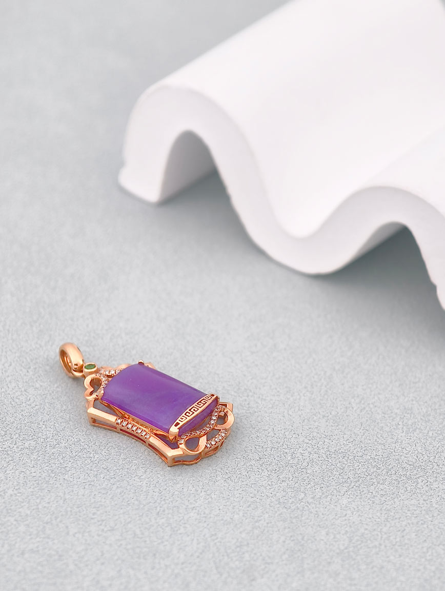 18K Gold Natural Sugilite Pendant