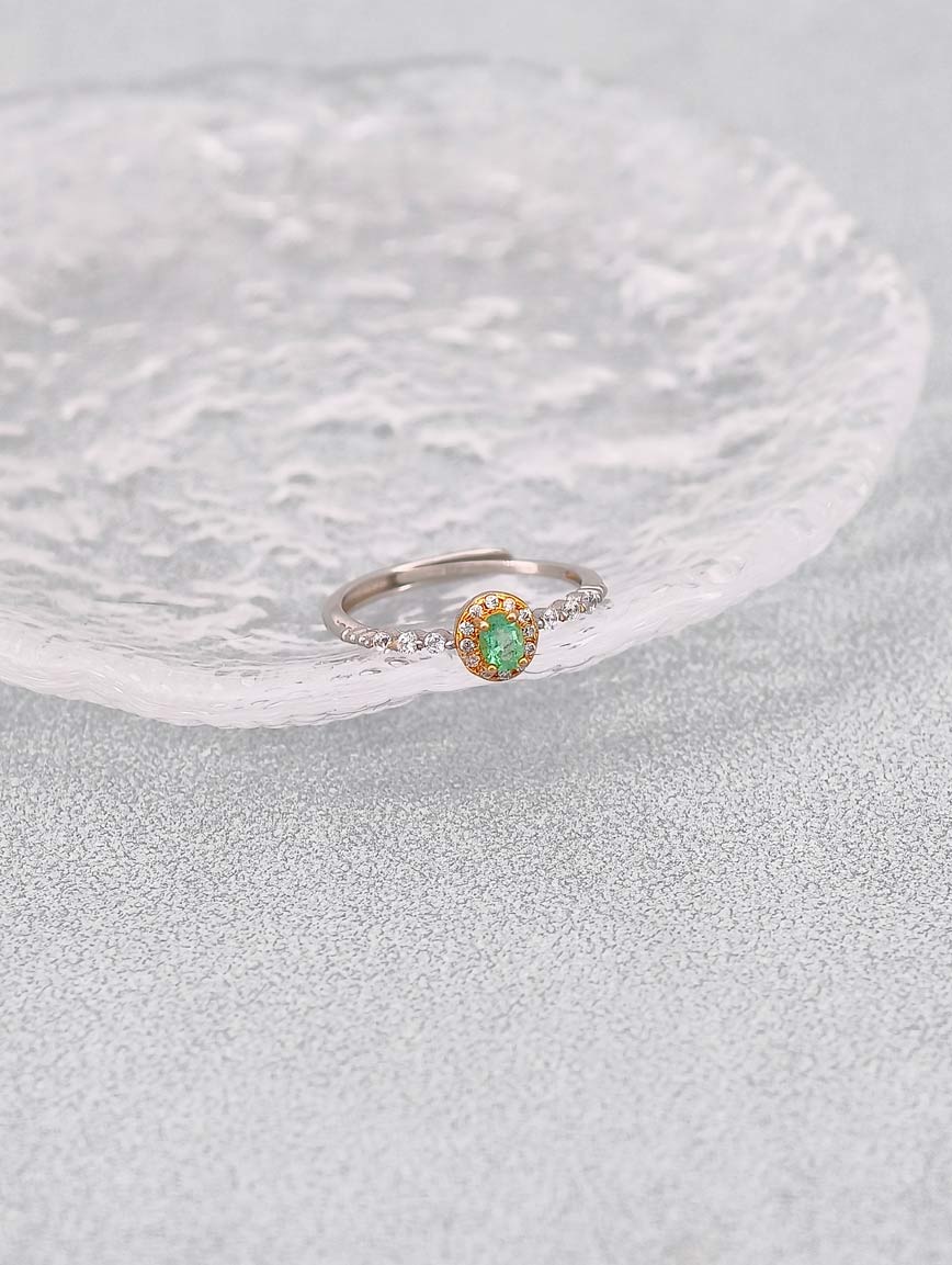 Gold Plated Sterling Silver Natural Emerald Design Ring