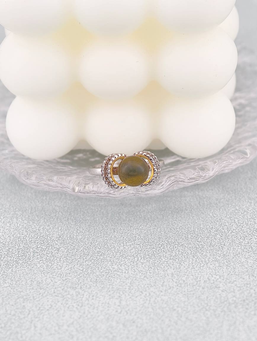 Gold Blue Amber Simple Ring