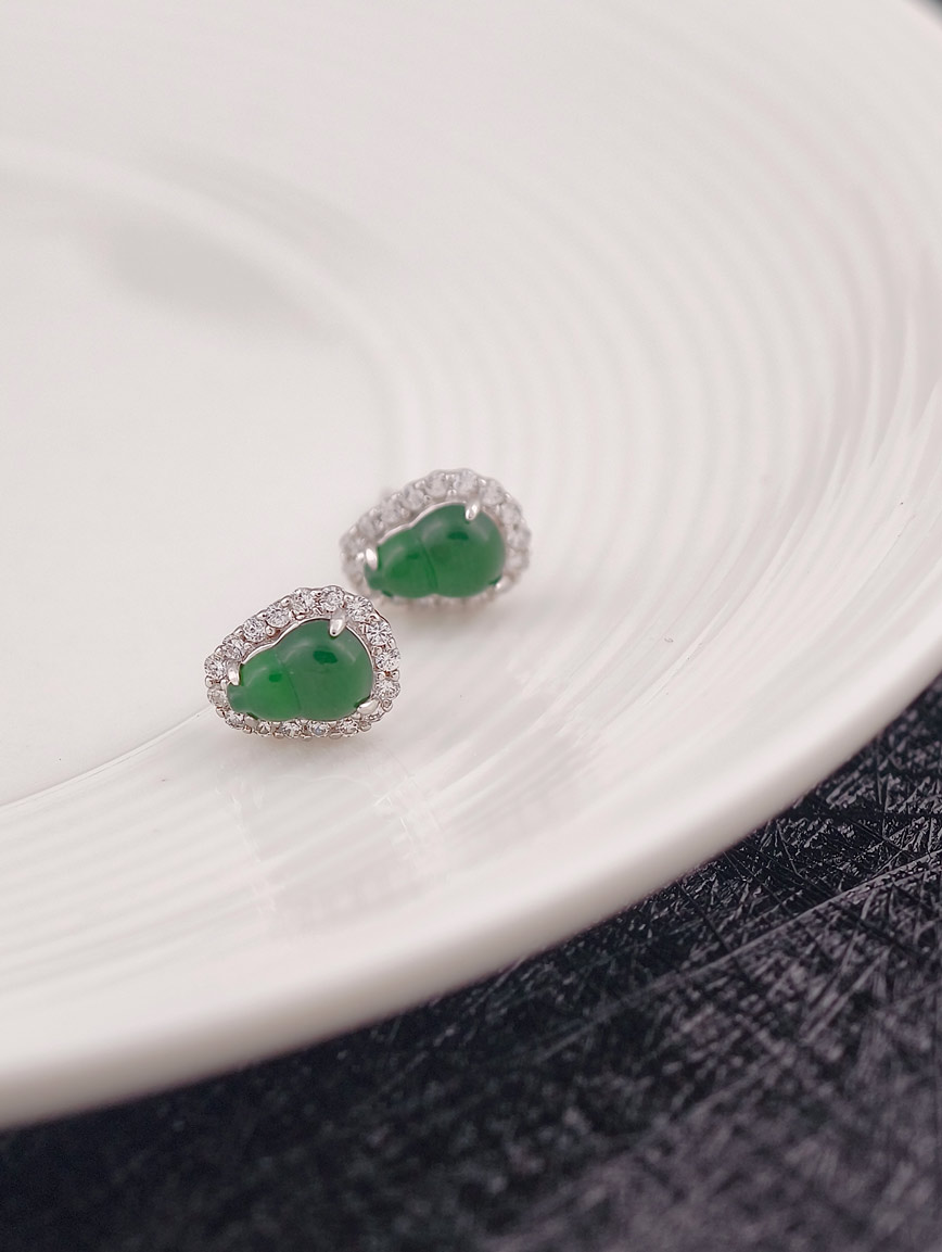 Natural Jadeite Gourd Sterling Silver Earrings image
