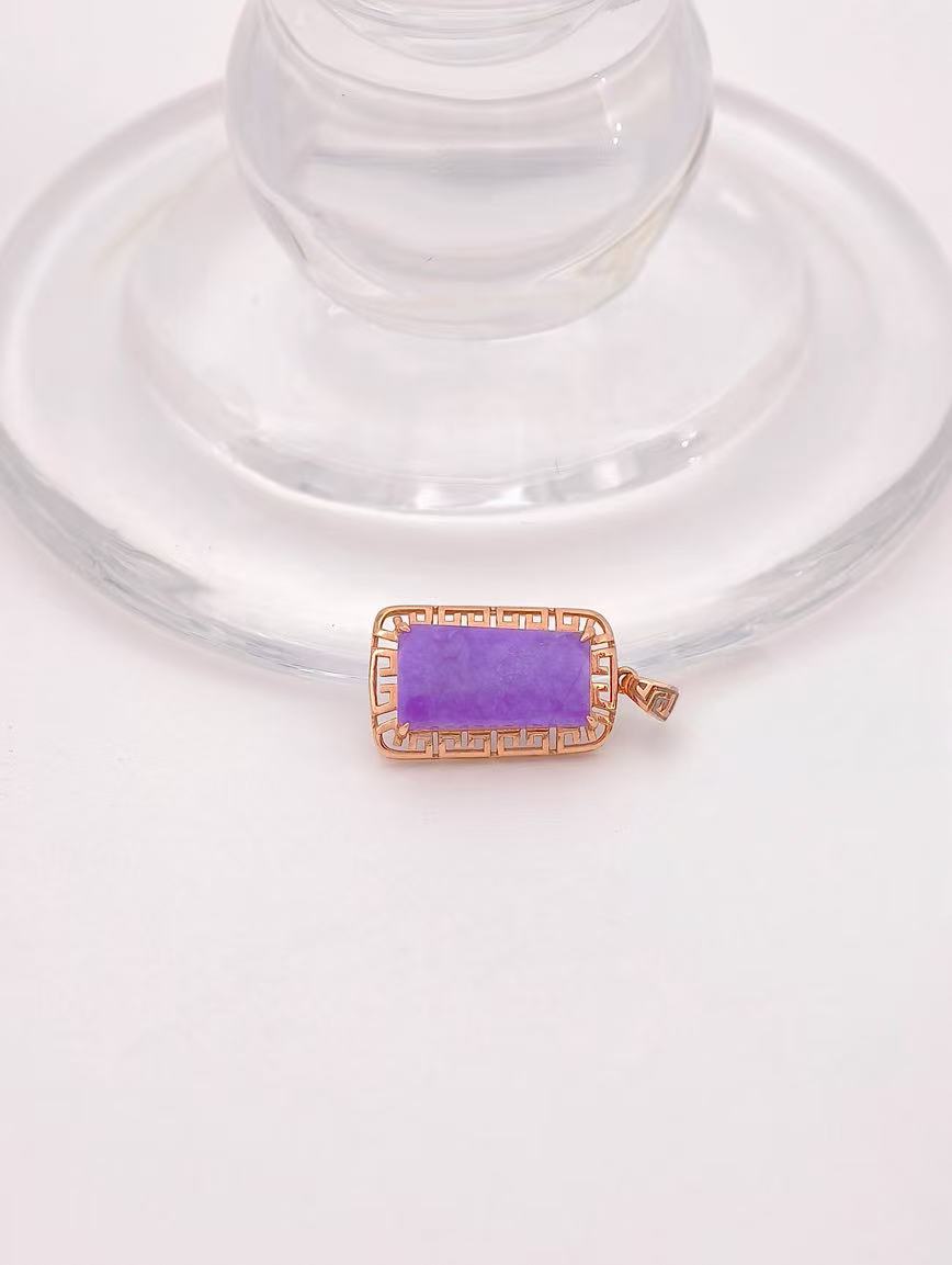18K Gold Magic Purple Sugilite Square Pendant image