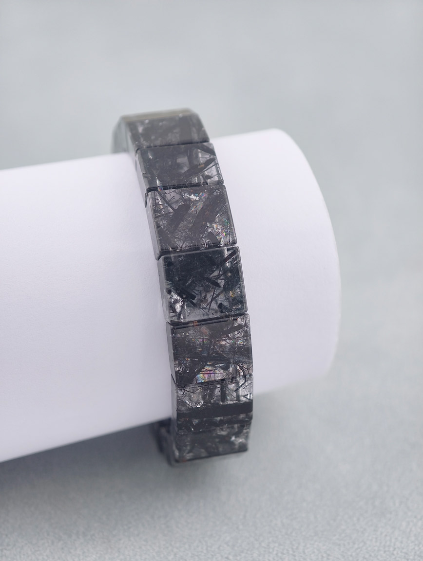 Natural Black Rutilated Quartz Simple Style Bracelet