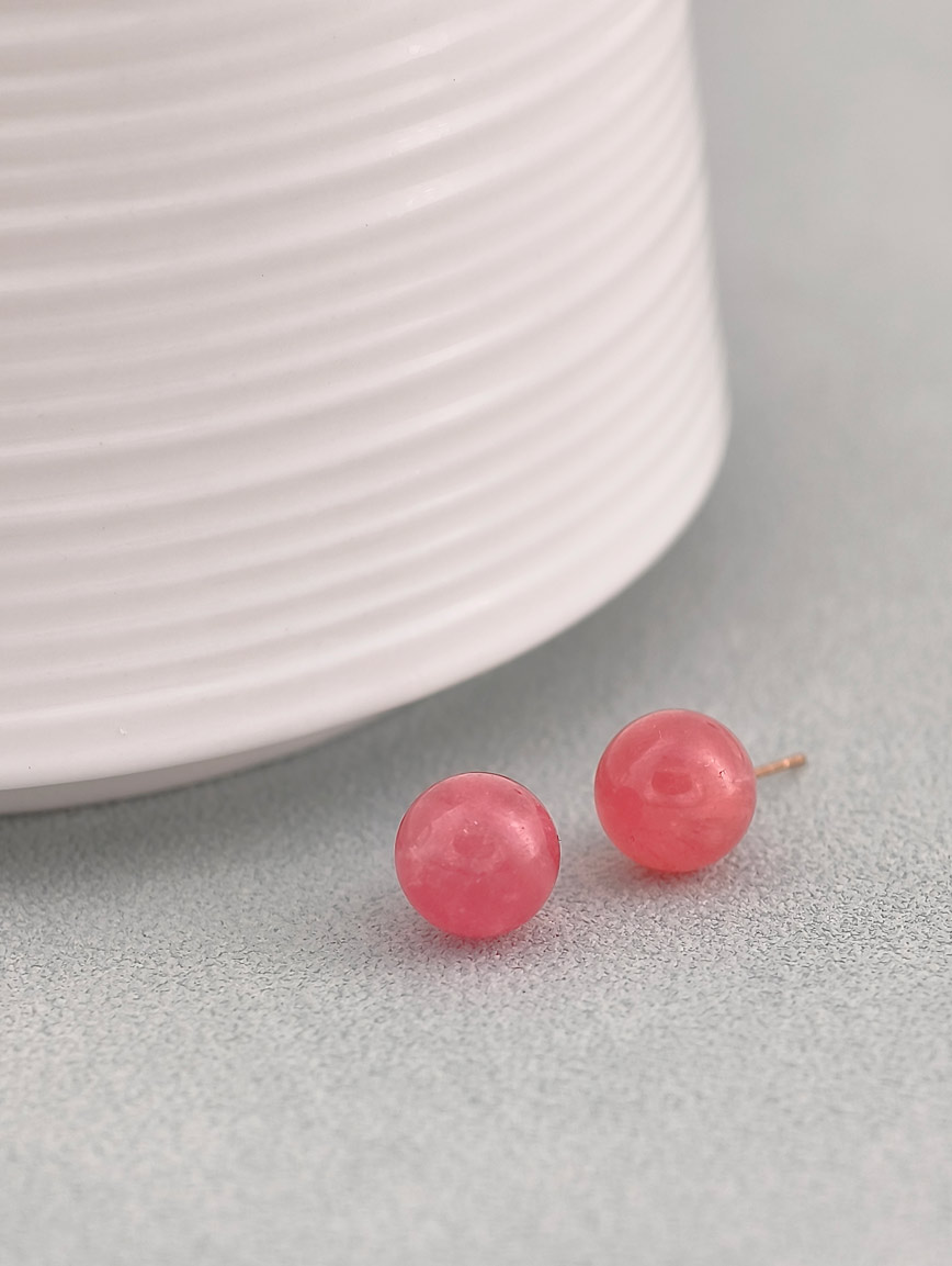 18K Gold Natural Rhodochrosit Earrings image