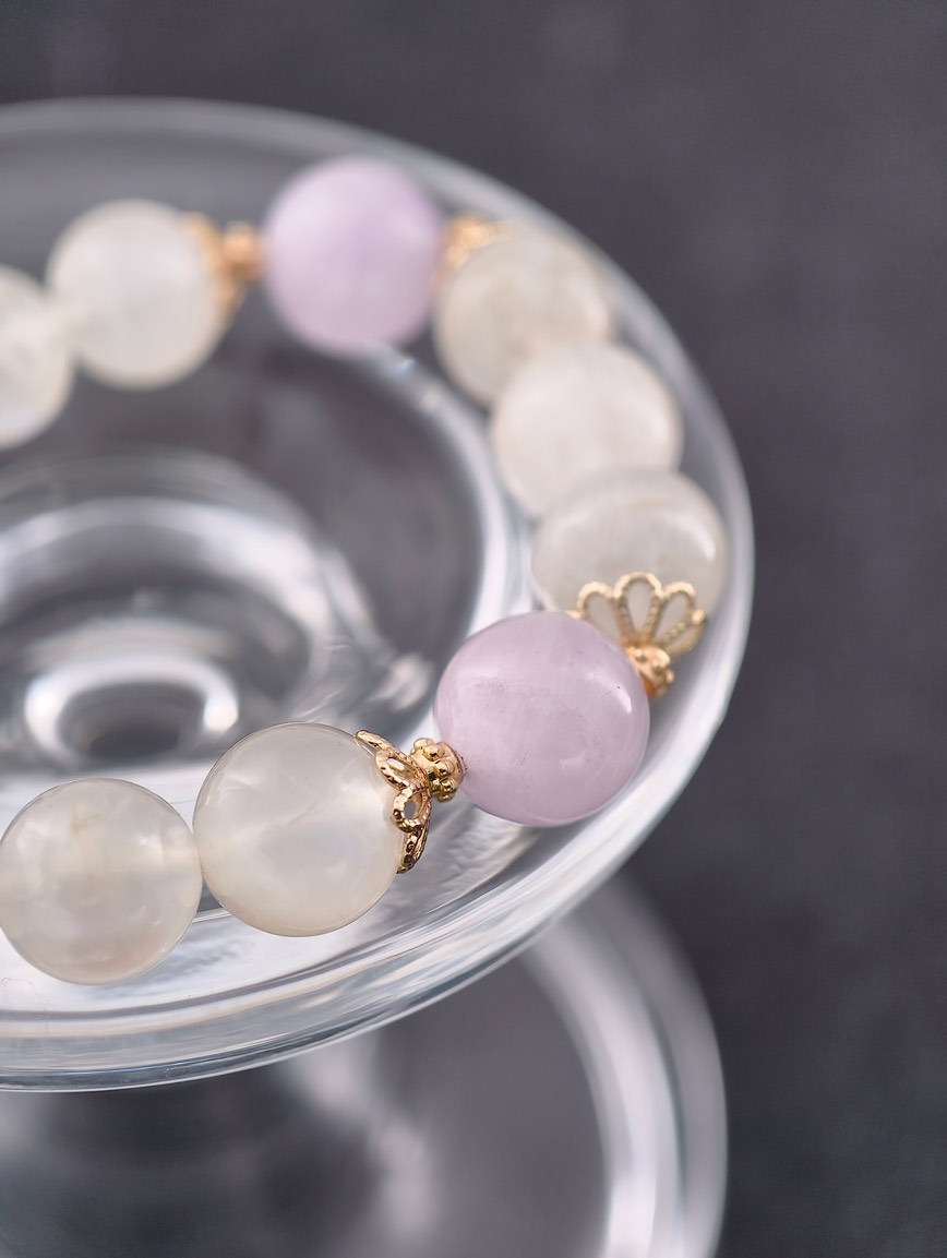 Natural Moonstone and Amethyst Bracelet