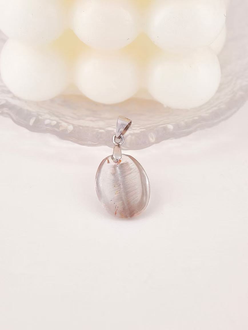 Natural Silver Rutilated Quartz Sterling Silver Pendant image