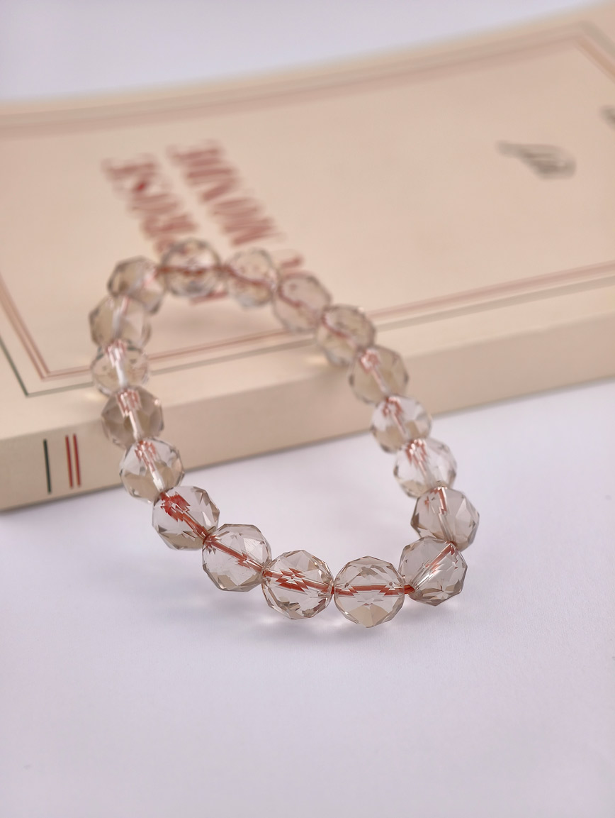 Natural Diamond Cut Smoky Quartz Bracelet
