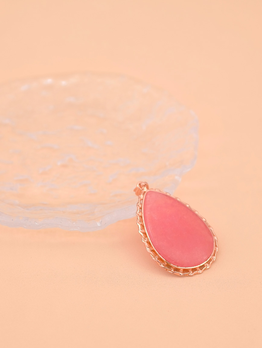 Natural Water Drop Rhodochrosite Sterling Silver Pendant