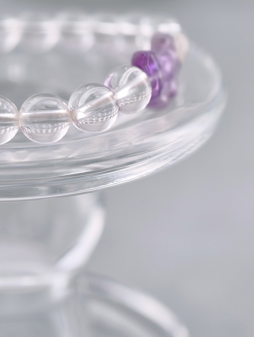Clear Quartz and Amethyst Bow Bracelet