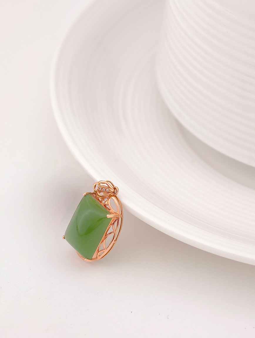 18K Gold Jasper Delicate Style Pendant image