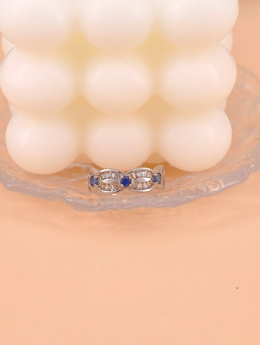 Sterling Silver And Gold Plated Natural Sapphire Ring