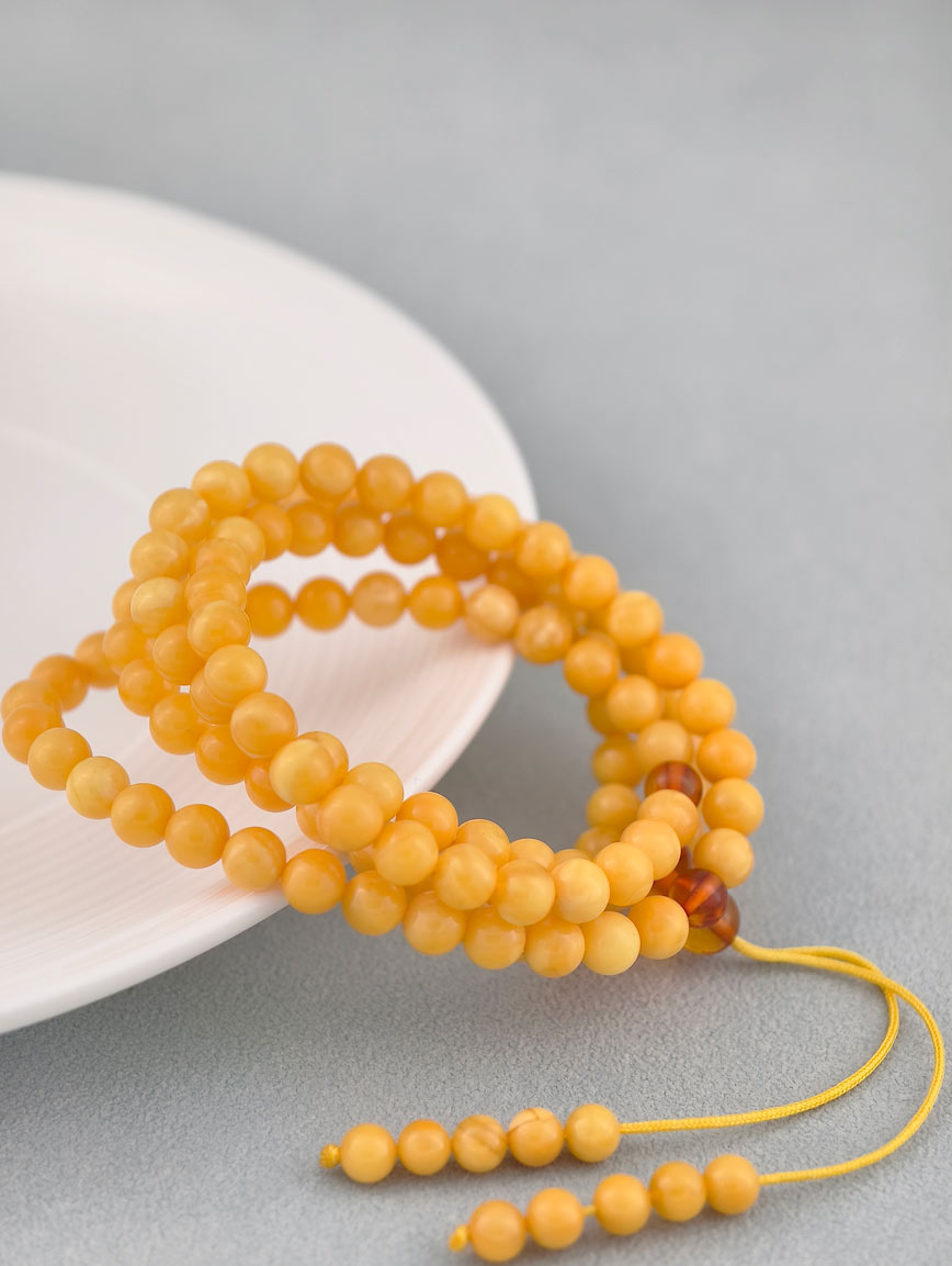 Natural Beeswax and Amber Multi-Circle Bracelet