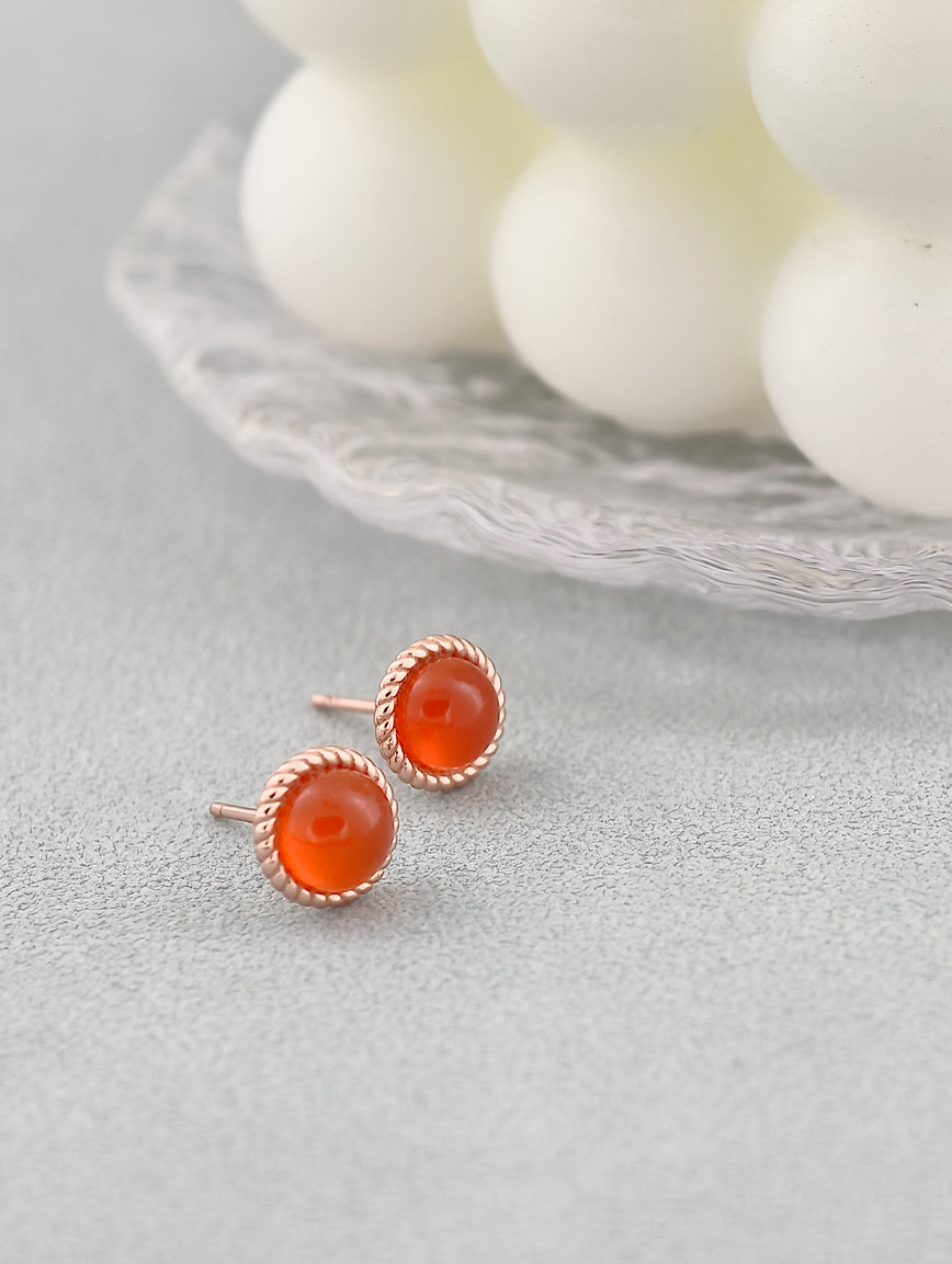Natural South Red Agate Simple Style Sterling Silver Earrings image