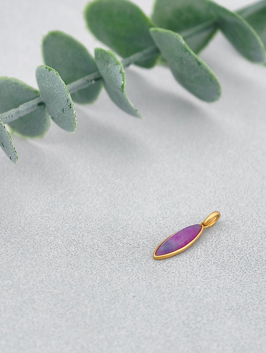 18K Gold Sugilite Simple Style Pendant image
