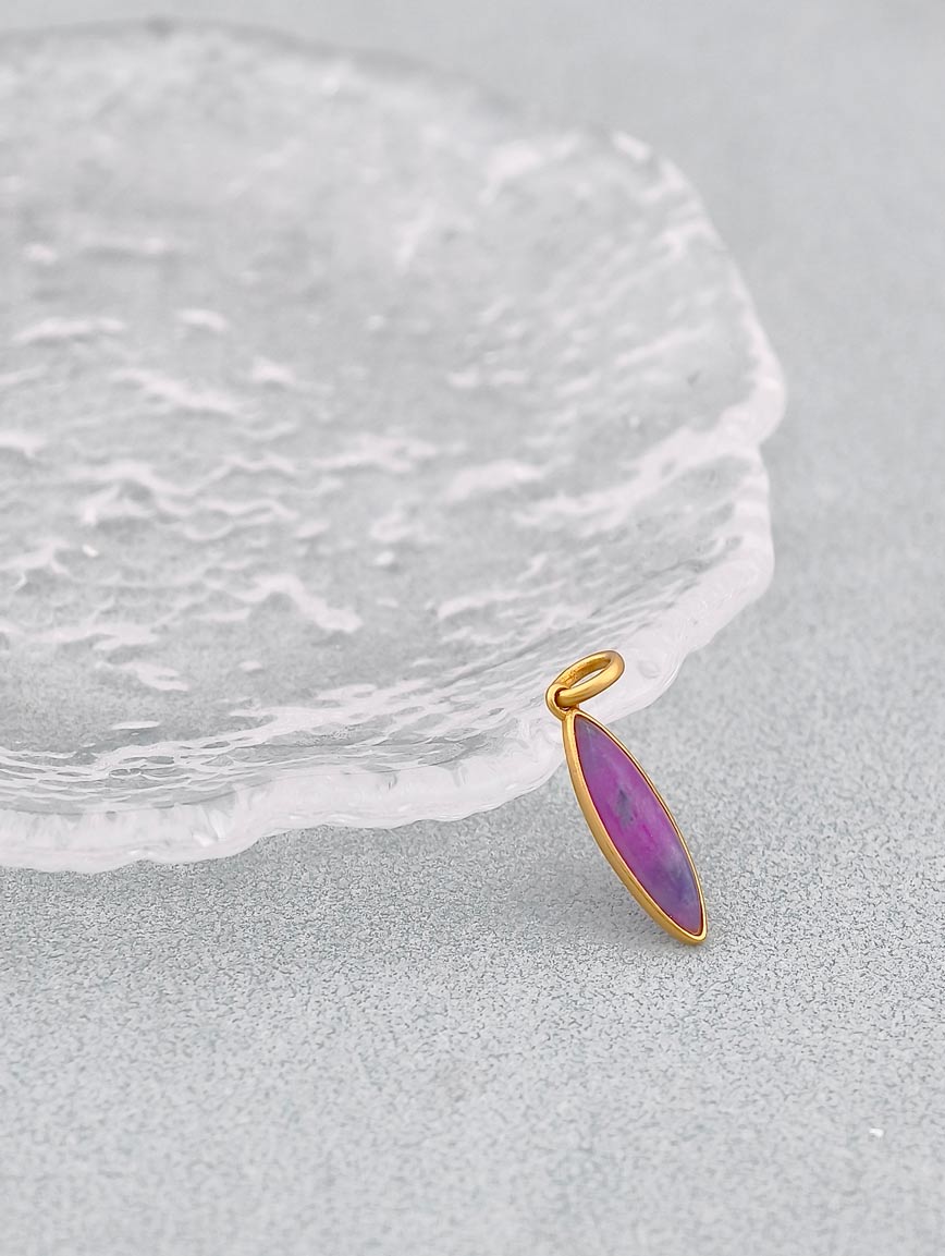 18K Gold Sugilite Simple Style Pendant image