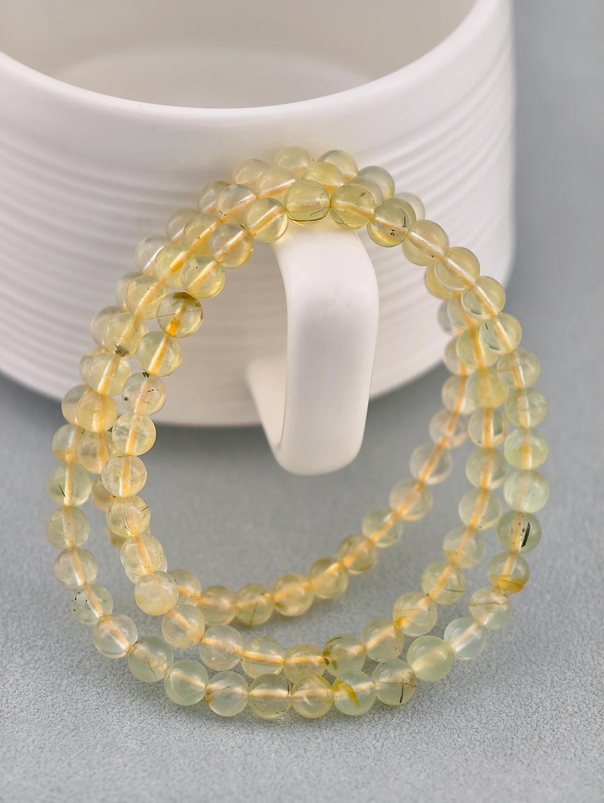 Natural Golden Prehnite Three-Wrap Bracelet