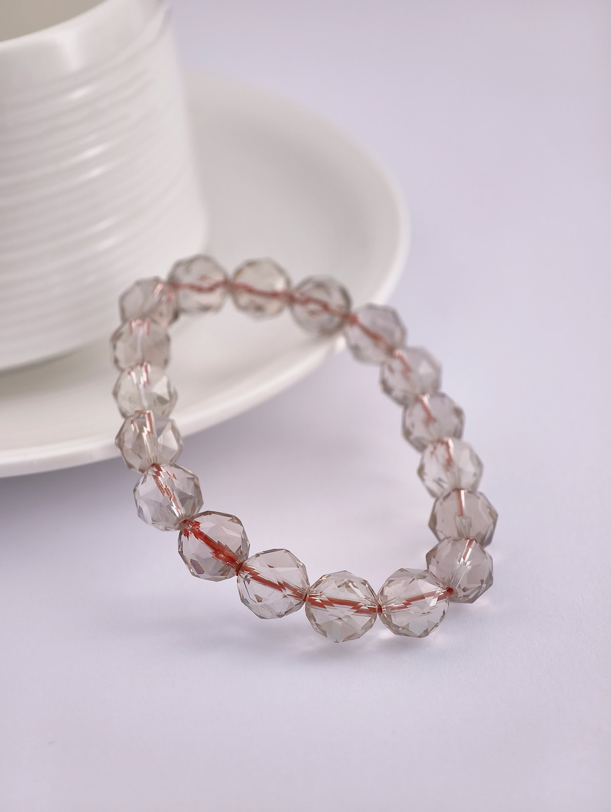 Natural Diamond Cut Smoky Quartz Bracelet