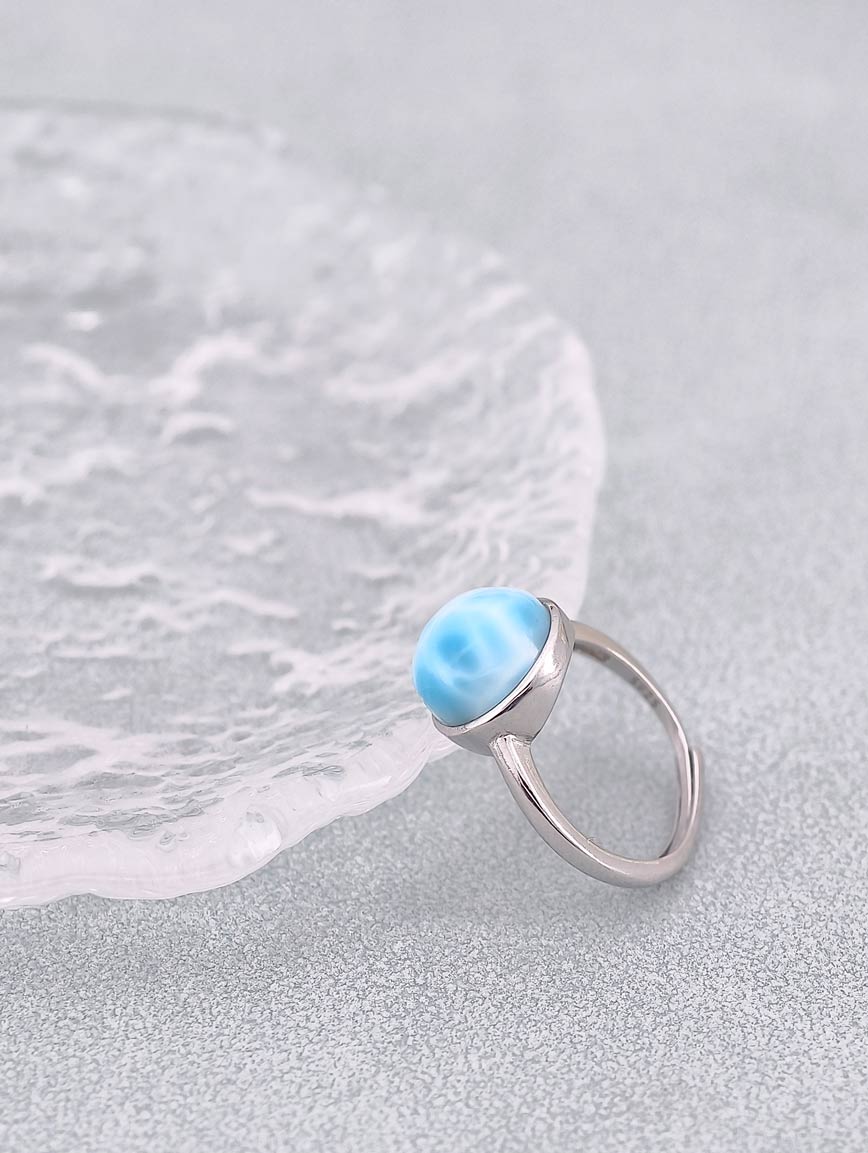 Top Quality Icy Larimar Sterling Silver Ring