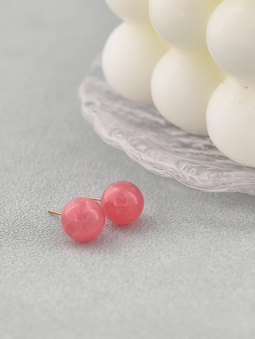 18K Gold Natural Rhodochrosit Earrings image