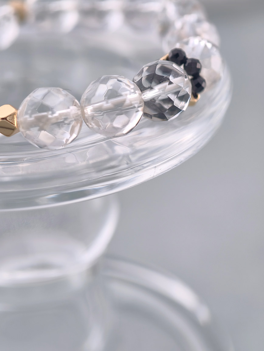 Clear Quartz and Black Spinel Bracelet