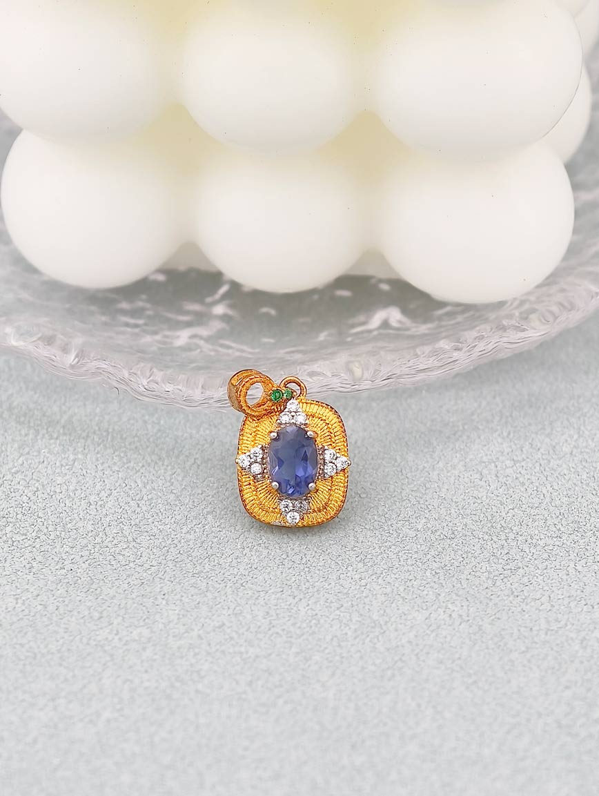 Natural Iolite Sterling Silver Pendant image