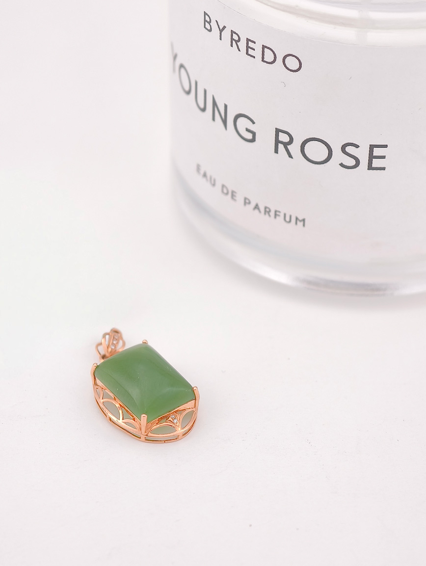 18K Gold Jasper Delicate Style Pendant image