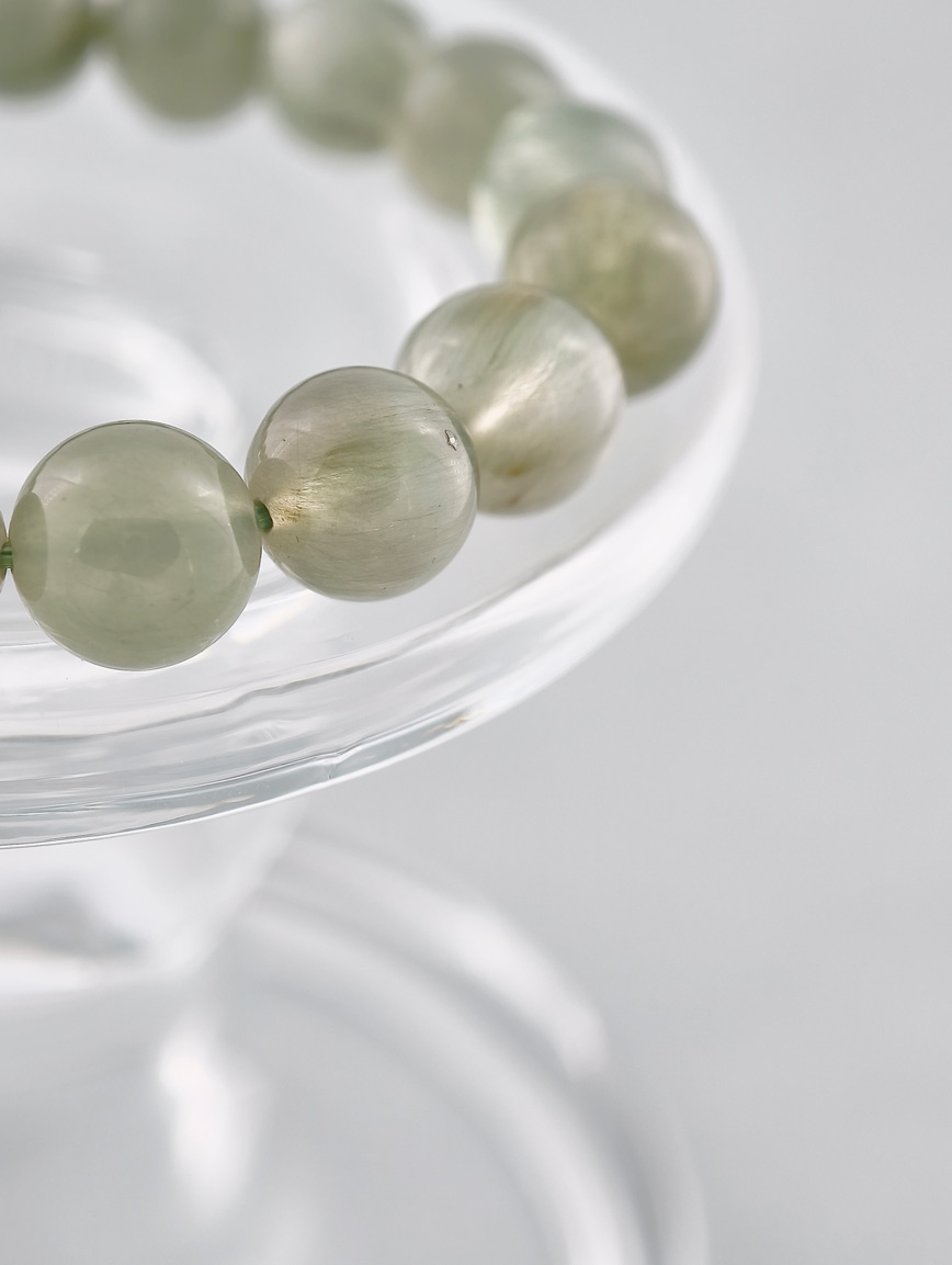 Natural Green Rutilated Quartz Simple Style Bracelet