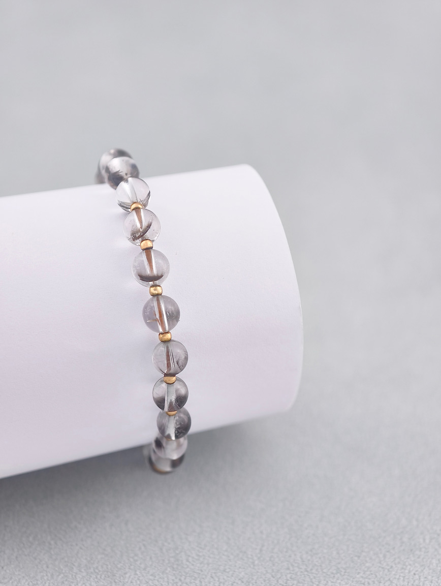 Natural Silver Rutilated Quartz Simple Style Bracelet