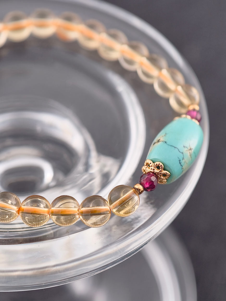 Natural Citrine and Turquoise Garnet Bracelet image