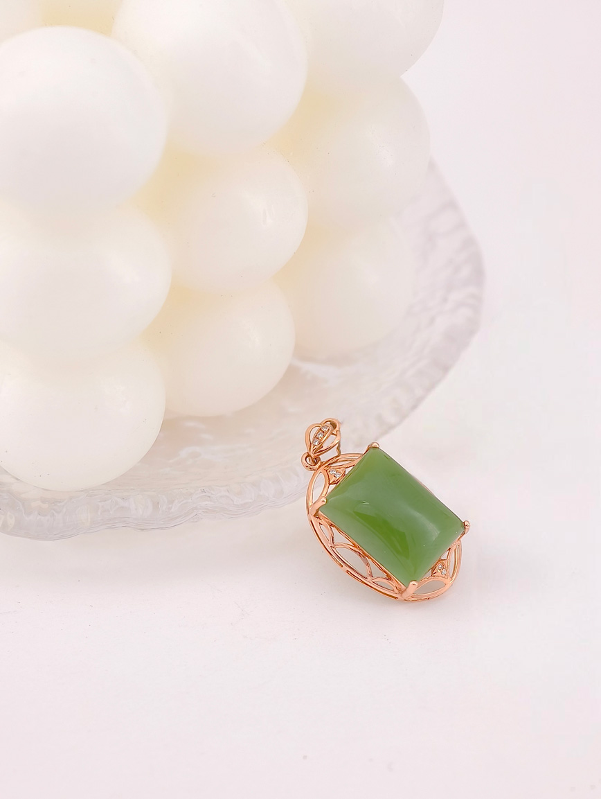 18K Gold Jasper Delicate Style Pendant image