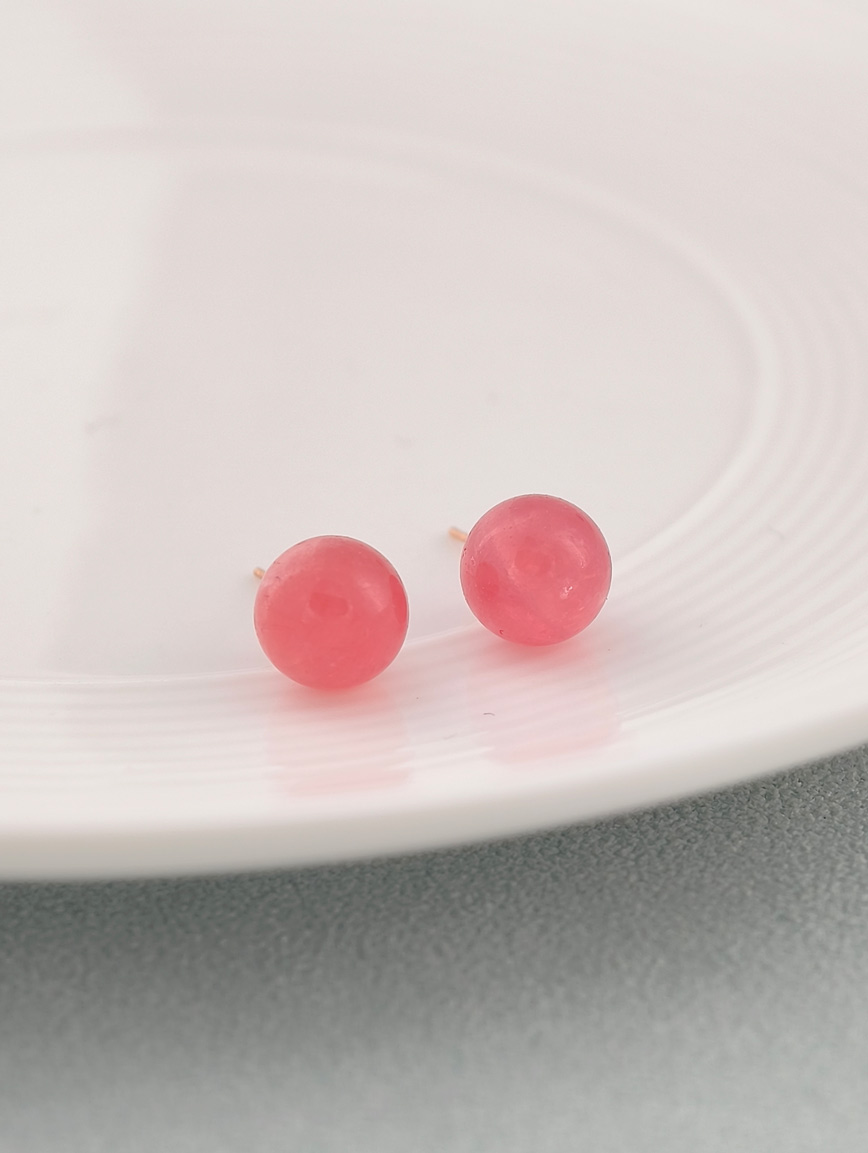 18K Gold Natural Rhodochrosit Earrings image