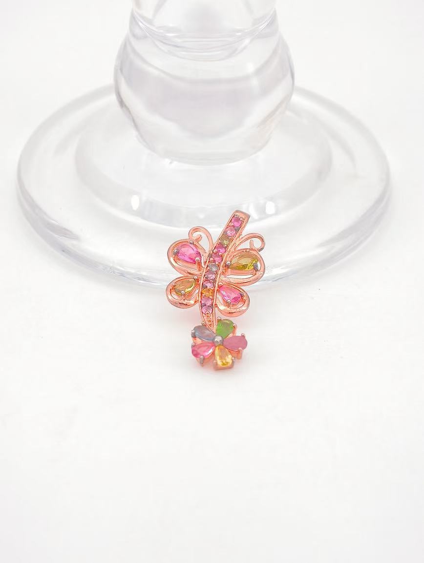 Natural Rainbow Tourmaline Sterling Silver Pendant image
