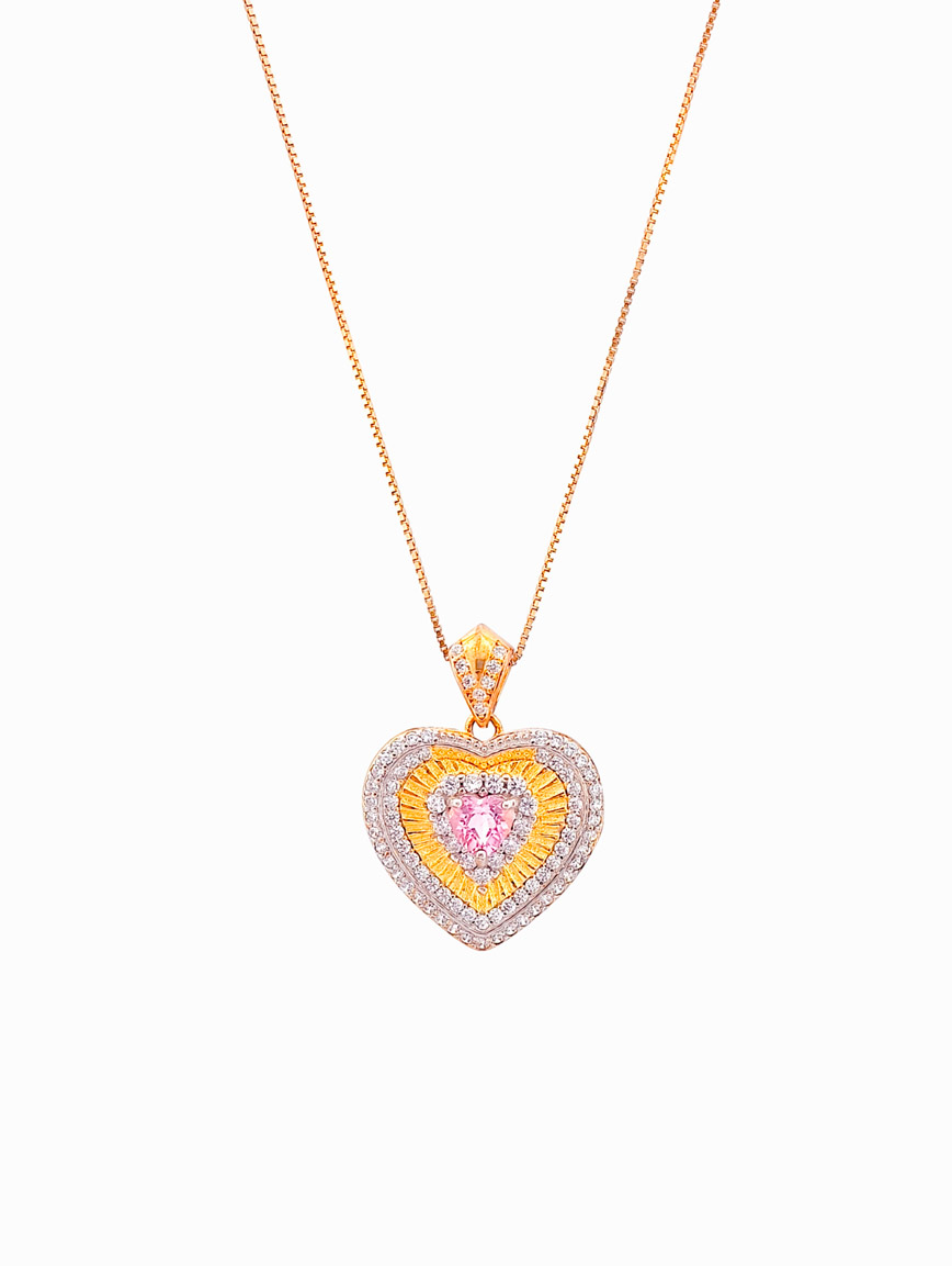 Natural Heart Pink Tourmaline Sterling Silver Pendant