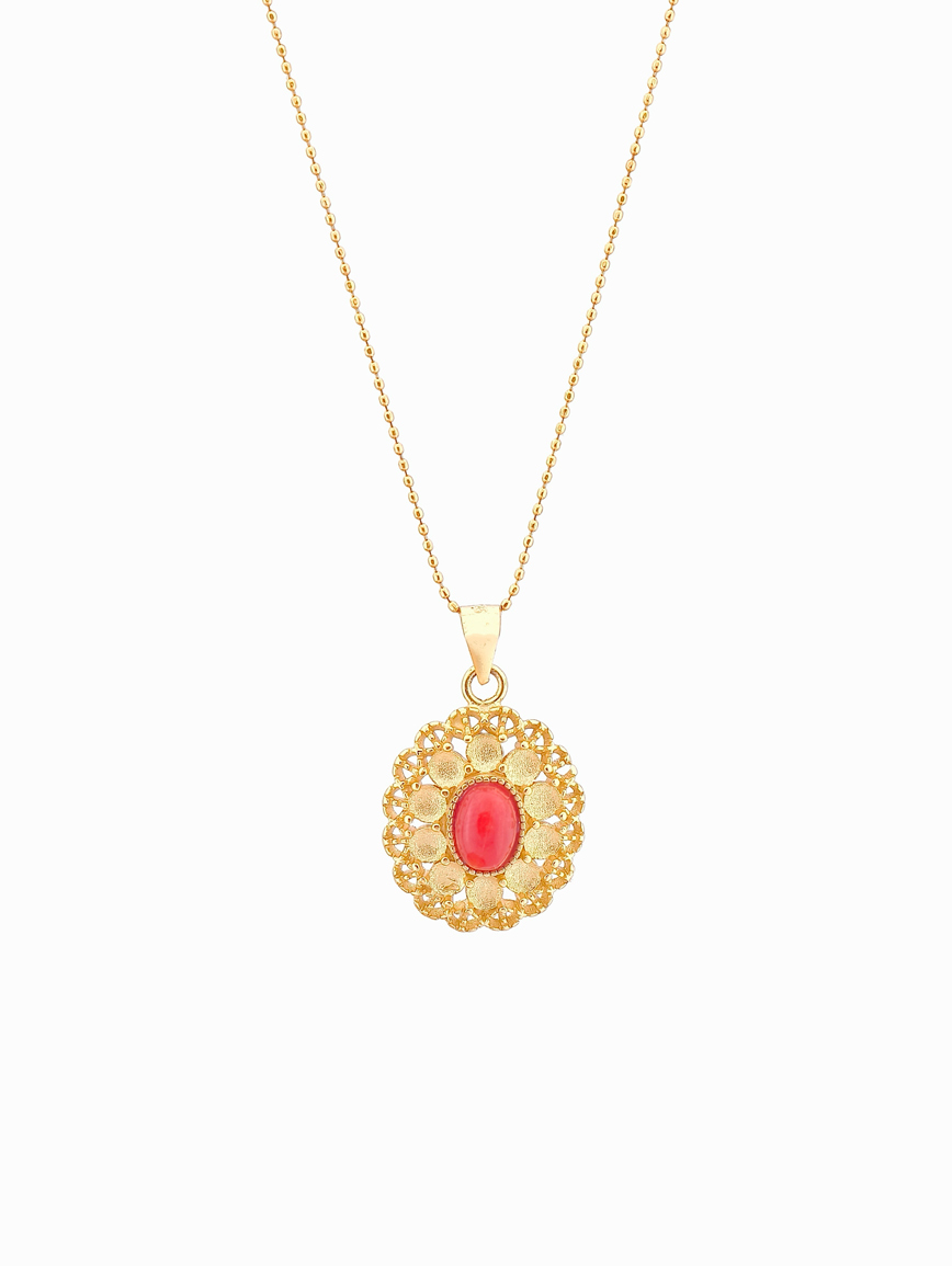 Natural Red Coral Sterling Silver Pendant