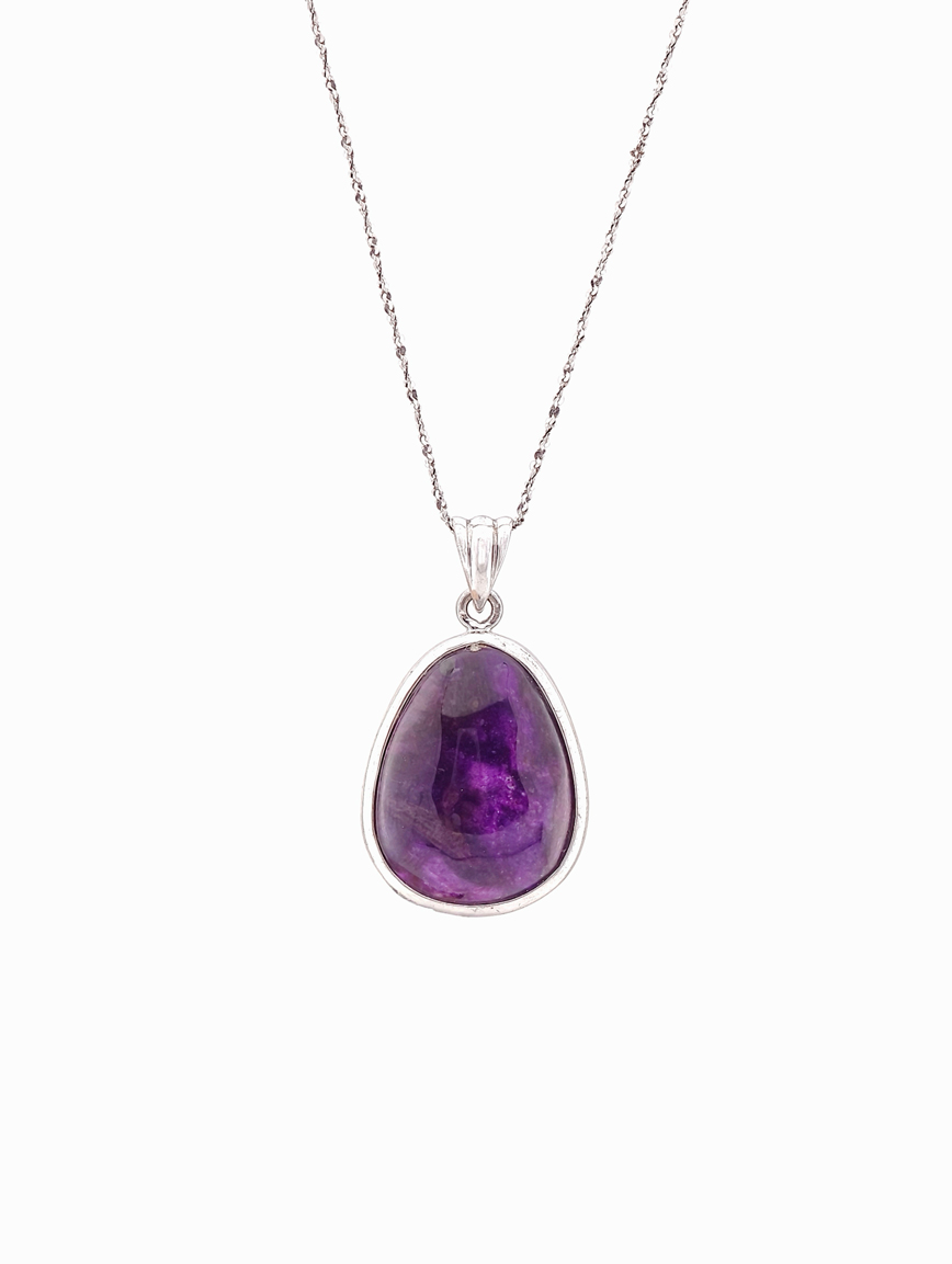 Natural Sugilite Simple Style Sterling Silver Pendant