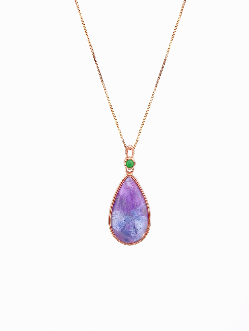 Natural Water Drop Sugilite Sterling Silver Pendant