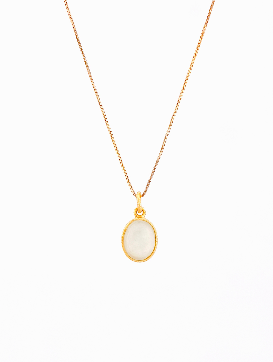 Natural White Jadeite Sterling Silver Pendant