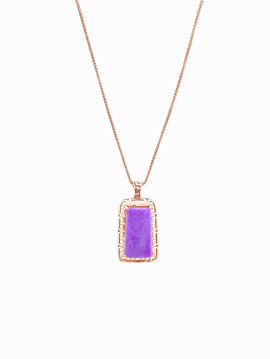 18K Gold Magic Purple Sugilite Square Pendant