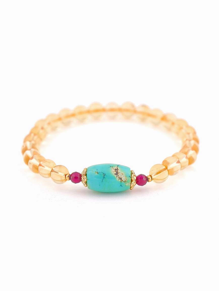 Natural Citrine and Turquoise Garnet Bracelet